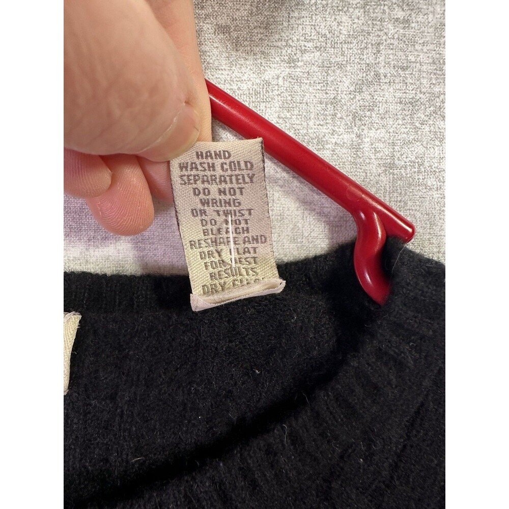 Valerie Stevens Black Cashmere Cable Knit Sweater Top Women Large Round Neck - Picture 7 of 7